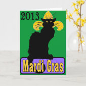 Chat Noir Mardi Gras 2013 Karte (Gelbe Blume)