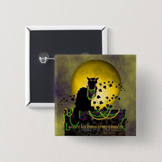 Chat Noir Mardi Gras Button (Vorne & Hinten)