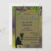 Chat Noir Mardi Gras Einladung (Vorderseite)