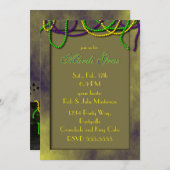 Chat Noir Mardi Gras Einladung (Vorne/Hinten)