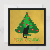 Chat Noir Merry Christmas Einladung (Rückseite)