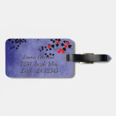 Chat Noir mit Rote Rosen Herz Gepäckanhänger (Rückseite horizontal)