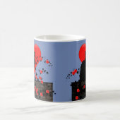 Chat Noir mit Rote Rosen Kaffeetasse (Mittel)