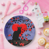 Chat Noir mit roten Rosen Pappteller (Party)