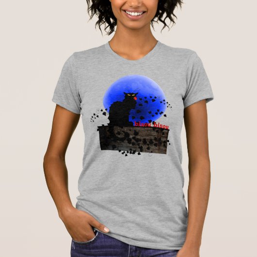 Chat Noir mit Single Rote Rose T-Shirt (Vorderseite)