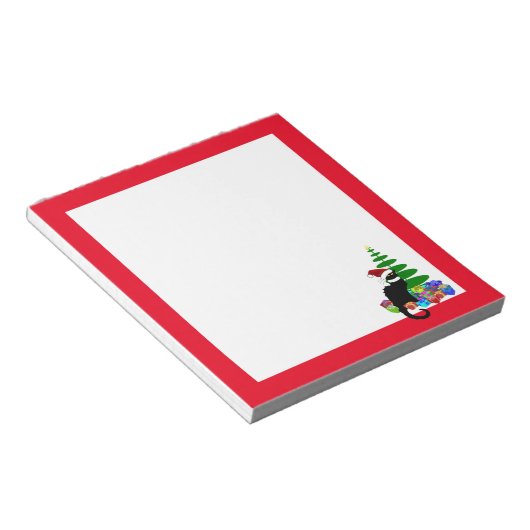 Chat Noir mit Weihnachtsbaum und Geschenken Notizblock (angewinkelt)