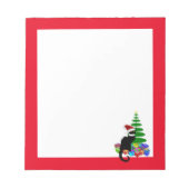Chat Noir mit Weihnachtsbaum und Geschenken Notizblock (Vorderseite)