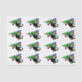 Chat Noir mit Weihnachtsbaum und Geschenken Seidenpapier (Vorderseite)