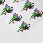 Chat Noir mit Weihnachtsbaum und Geschenken Seidenpapier (Ausschnitt)
