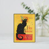 Chat Noir New Years Feiertagspostkarte (Stehend Vorderseite)