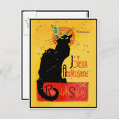 Chat Noir New Years Feiertagspostkarte (Vorne/Hinten)