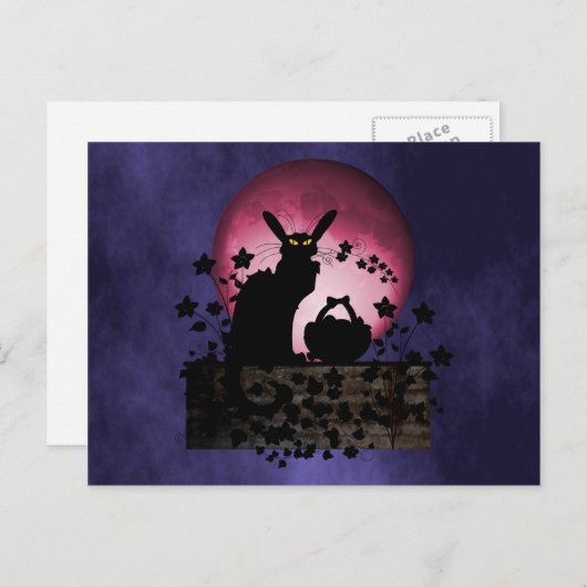 Chat Noir Ostern Feiertagspostkarte (Vorne/Hinten)