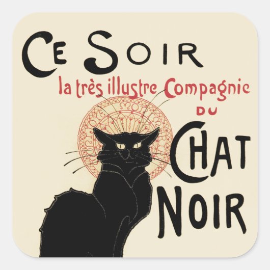 Chat Noir Quadratischer Aufkleber (Vorderseite)
