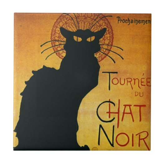Chat Noir - Schwarze Katze Fliese (Vorderseite)