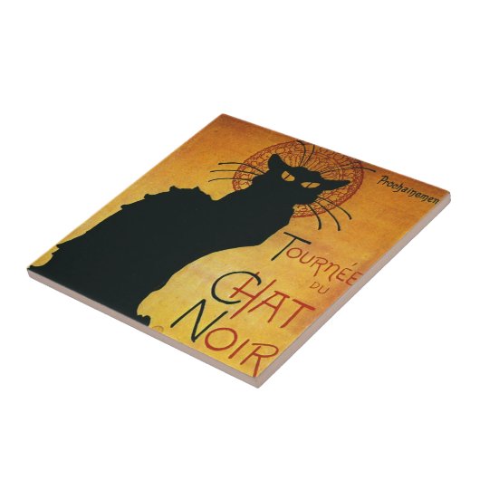 Chat Noir - Schwarze Katze Fliese (Seite)