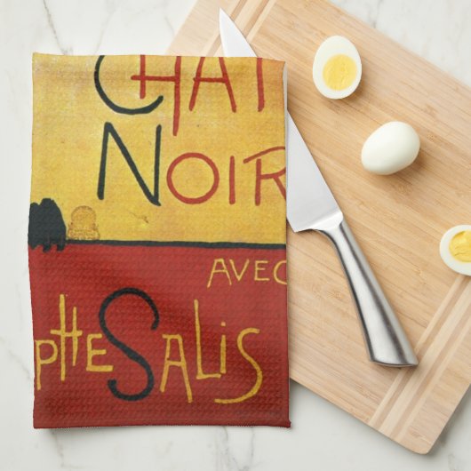 Chat Noir - Schwarze Katze Geschirrtuch (Viertel Falte)