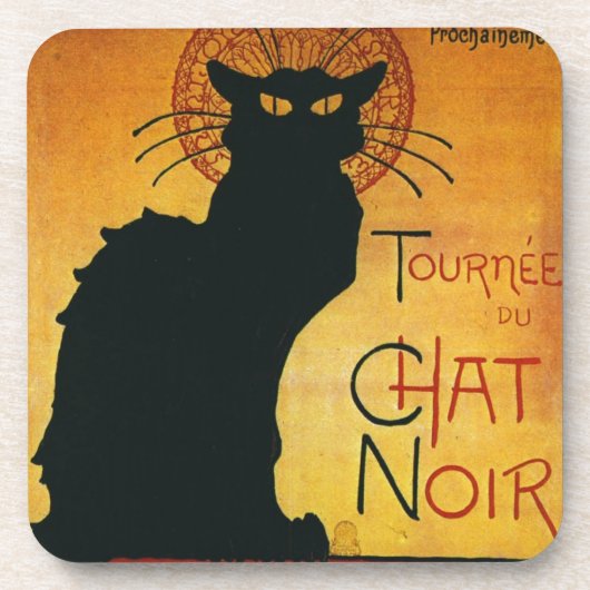 Chat Noir - Schwarze Katze Getränkeuntersetzer (Vorderseite)