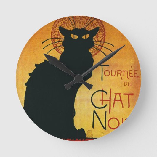 Chat Noir - Schwarze Katze Runde Wanduhr (Vorderseite)