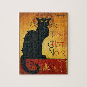Chat Noir - Schwarze Katze Vintage alte Illustrati Puzzle
