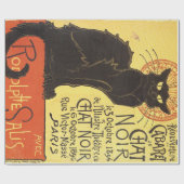 Chat Noir Steinlen Belle Epoque Vintage Kunst Geschenkpapier (Flach)