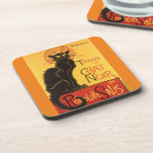 Chat Noir Steinlen Belle Epoque Vintage Kunst Getränkeuntersetzer (Linke Seite)