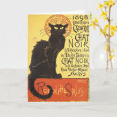 Chat Noir Steinlen Belle Epoque Vintage Kunst Karte (Gelbe Blume)