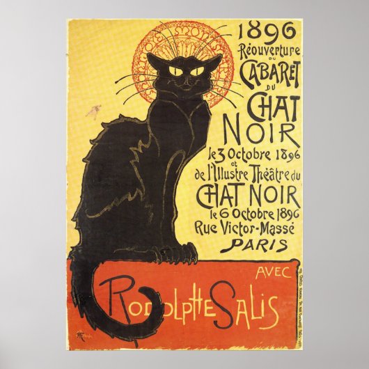 Chat Noir Steinlen Belle Epoque Vintage Kunst Poster (Vorne)