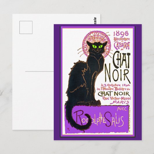 Chat Noir, Steinlen, Kunstgewerbe, Postkarte (Vorne/Hinten)