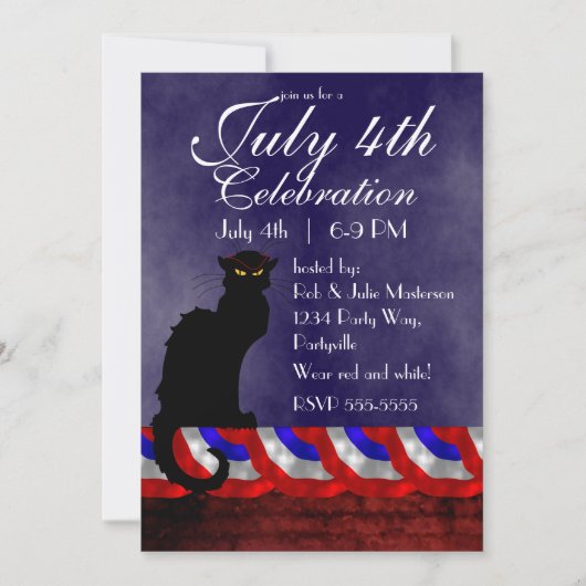 Chat Noir und 4. Juli Einladung (Vorderseite)
