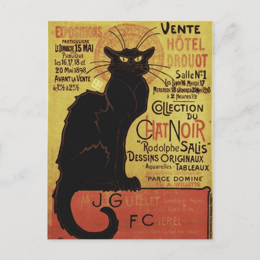 Chat Noir, Vente Hôtel Drouot Steinlen Kunstkunst Postkarte (Vorderseite)
