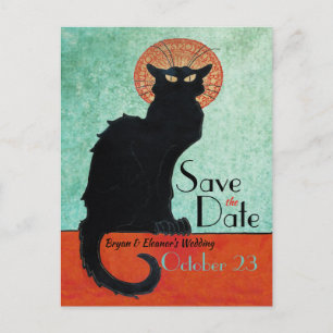 Chat Noir Vintage Französische Katze Blau Save-the Postkarte