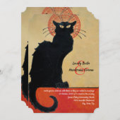 Chat Noir Vintage französische Katze Hochzeit Einl Einladung (Vorne/Hinten)