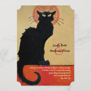 Chat Noir Vintage französische Katze Hochzeit Einl Einladung