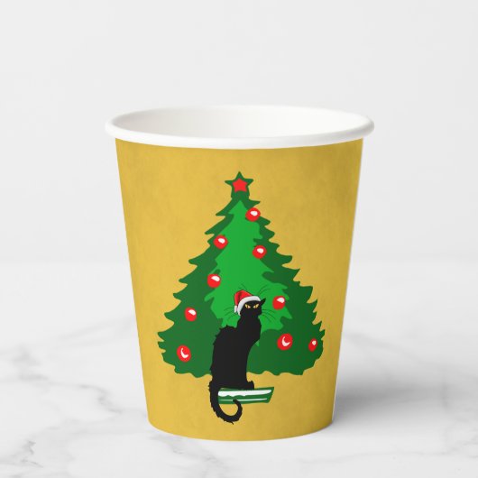 Chat Noir Weihnachtspapier Teller Pappbecher (Rückseite)