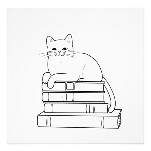 Chat on Books Line Art Fotodruck (Vorne)