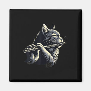 Chat Playing Flute Musician Cats Lover Magnet