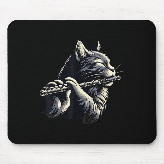 Chat Playing Flute Musician Cats Lover Mousepad (Vorne)