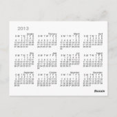 Chat Schwanz Kalender ~ Postkarte (Rückseite)