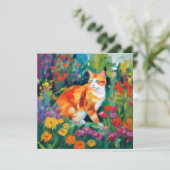 Chat unter Blume Grußkarte (Stehend Vorderseite)