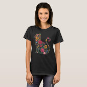 Chat wilde Blumen T-Shirt (Vorne ganz)