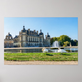 Chateau de Chantilly, Springbrunnen und zwei Schwä Poster