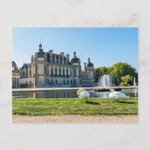 Chateau de Chantilly, Springbrunnen und zwei Schwä Postkarte