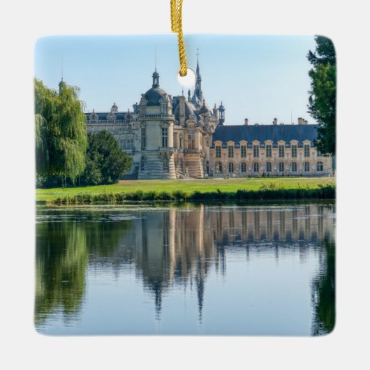 Chateau de Chantilly und Reflexion im Teich Keramikornament (Vorderseite)