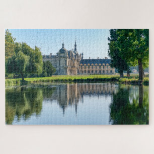 Chateau de Chantilly und Reflexion in einem Teich Puzzle
