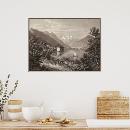 Chateau de Chillon, Genfersee, Schweiz Poster (Küche)