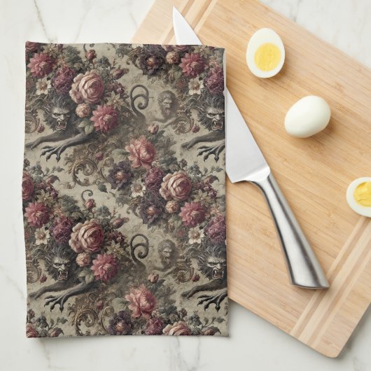 Château des Loups - Gotisch Viktorianisch Geschirrtuch (Viertel Falte)