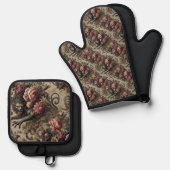 Château des Loups - Gotisch Viktorianisch Ofenhandschuh & Topflappen-Set (Vorderseite/Rückseite)