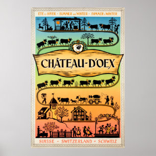 Château-d'Oex, Waadt, Schweiz, Reiseplakat Poster