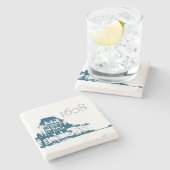 Chateau Frontenac 1608 Quebec fleur de Lys Steinuntersetzer (Seitenansicht)