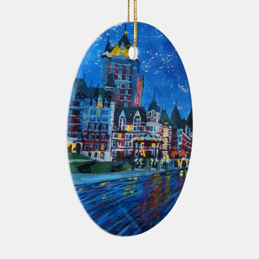 Château Frontenac Quebec Kanada bis zum Nacht Keramik Ornament (Rechts)